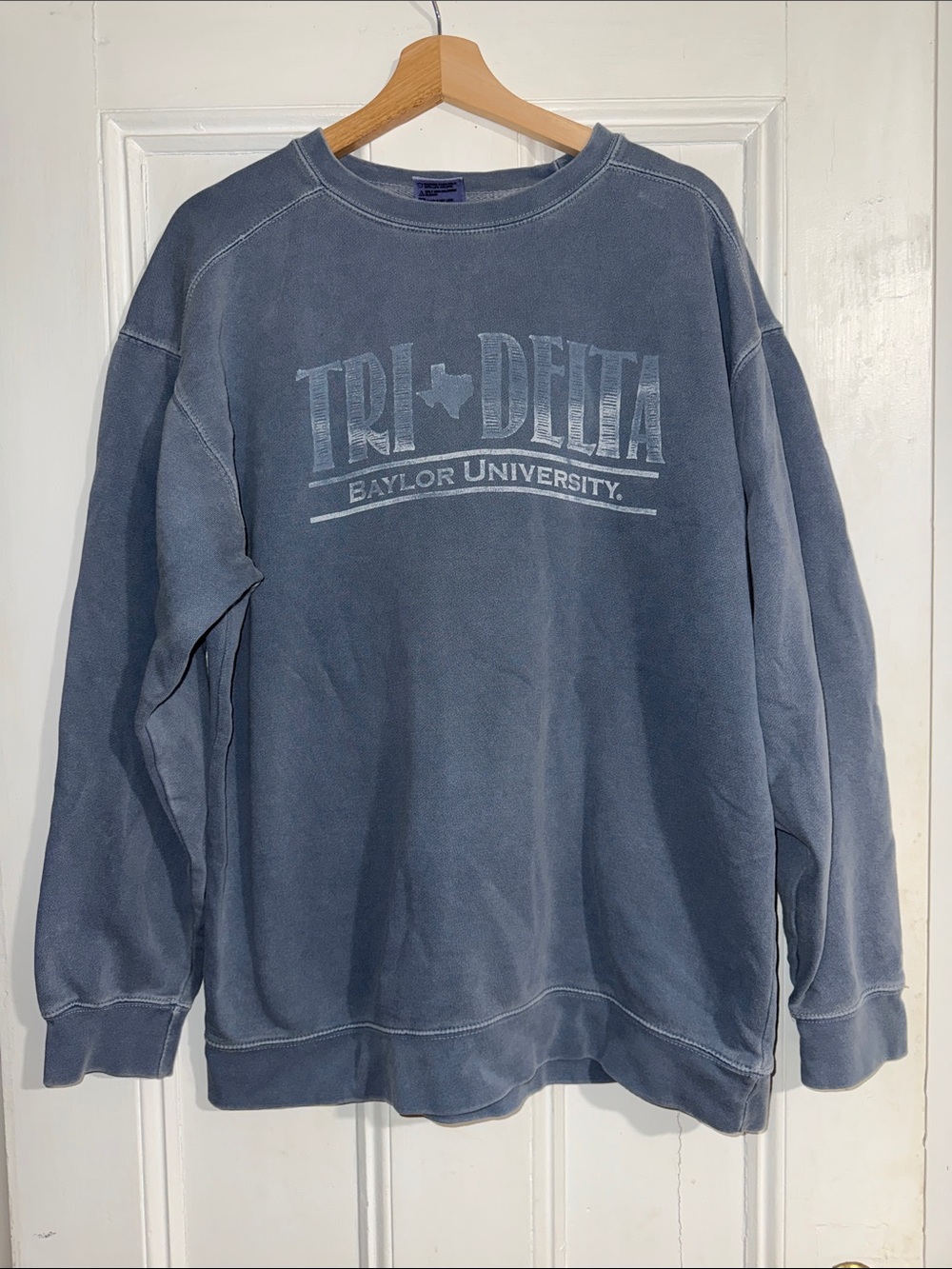 Comfort Colors Tri Delta Baylor University Sweatshirt Blue Large